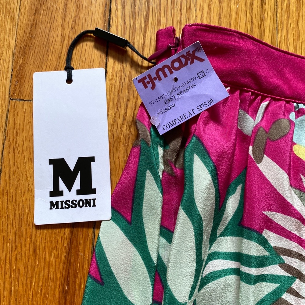 Missoni Silk Skirt Floral Scarf Pink Coquette Y2K Vintage Luxury Size XS New - Picture 11 of 16